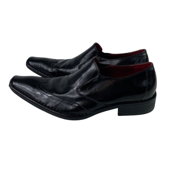 Aldo Men’s Black Leather Square Toe Loafer Dress Shoe Slip On Size 44/10.5 - Picture 1 of 10